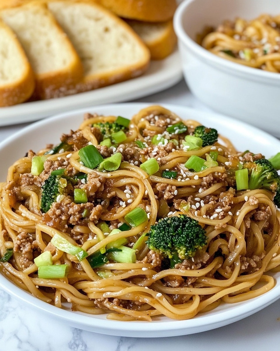 Mongolian Ground Beef and Noodles with Vegetables Recipe