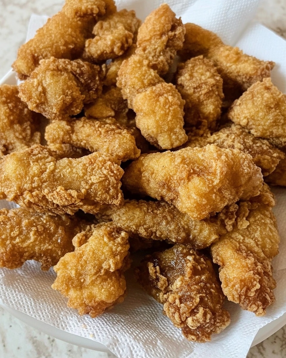 A white plate is filled with many golden brown fried items that have a crunchy, bumpy texture on their surface. These pieces are irregular and elongated, stacked close together on top of a layer of white paper towel that absorbs extra oil. The coating is thick and crisp, showing different shades of light to medium brown, and the fried food looks hot and freshly made. The image background is a white marbled texture. photo taken with an iphone --ar 4:5 --v 6.1