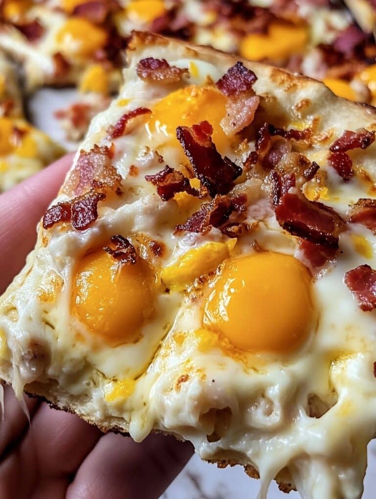 Breakfast Pizza with Sausage, Eggs, and Crispy Bacon Recipe