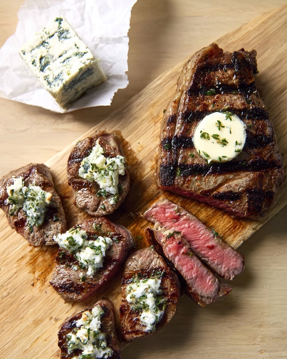 Grilled New York Strip Steak with Herb Compound Butter Recipe - Recipe Image