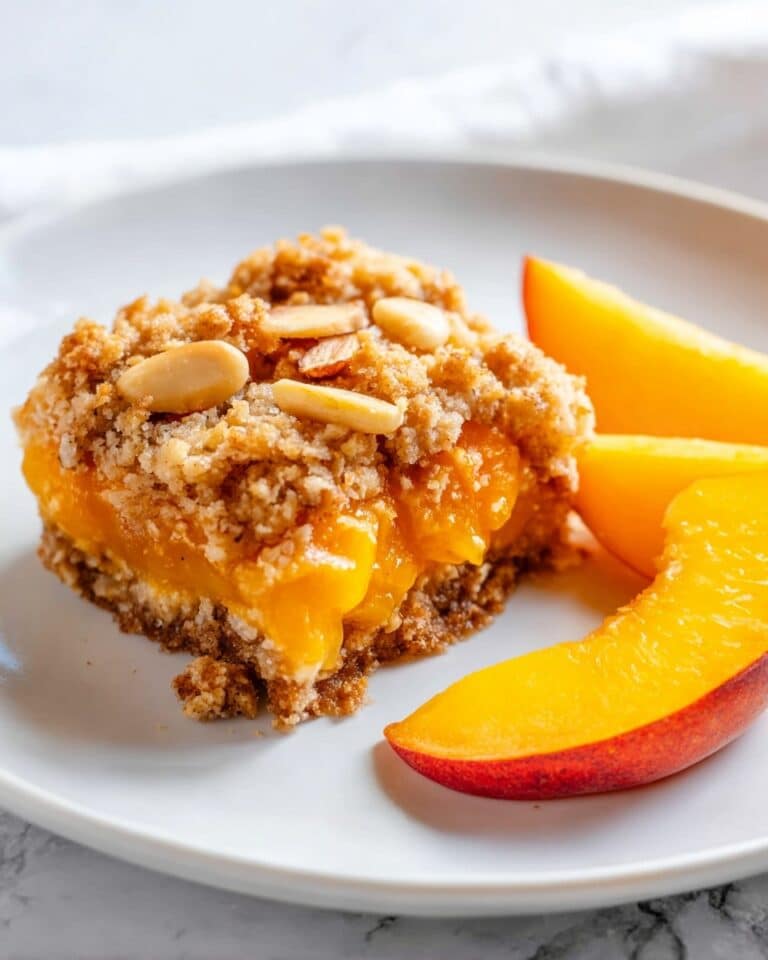 Fresh Peach Oatmeal Bars with Almond Streusel Recipe