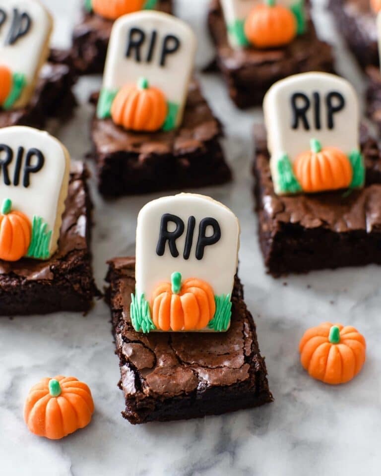 Halloween Brownies with Graveyard Cookies and Green Frosting Recipe