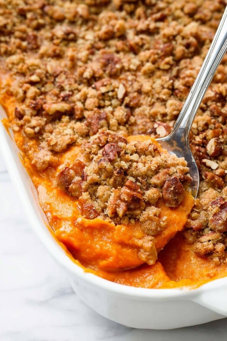 Vegan Sweet Potato Casserole with Butter Pecan Topping Recipe