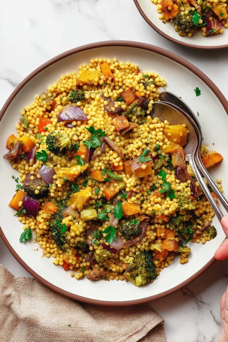 Roasted Pumpkin Couscous Salad with Vegetables and Pumpkim Seeds Recipe