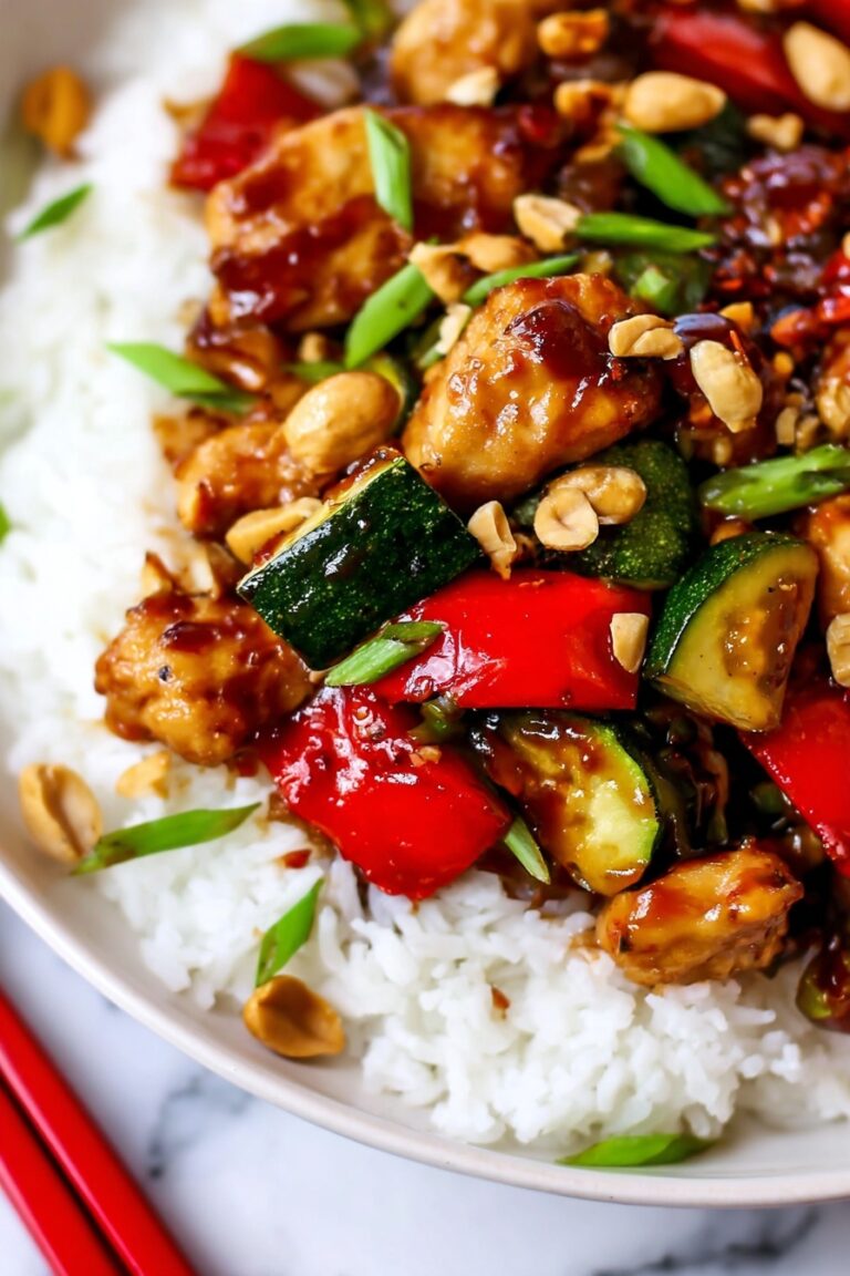 Kung Pao Chicken with Orange Chili Sauce and Crispy Vegetables Recipe