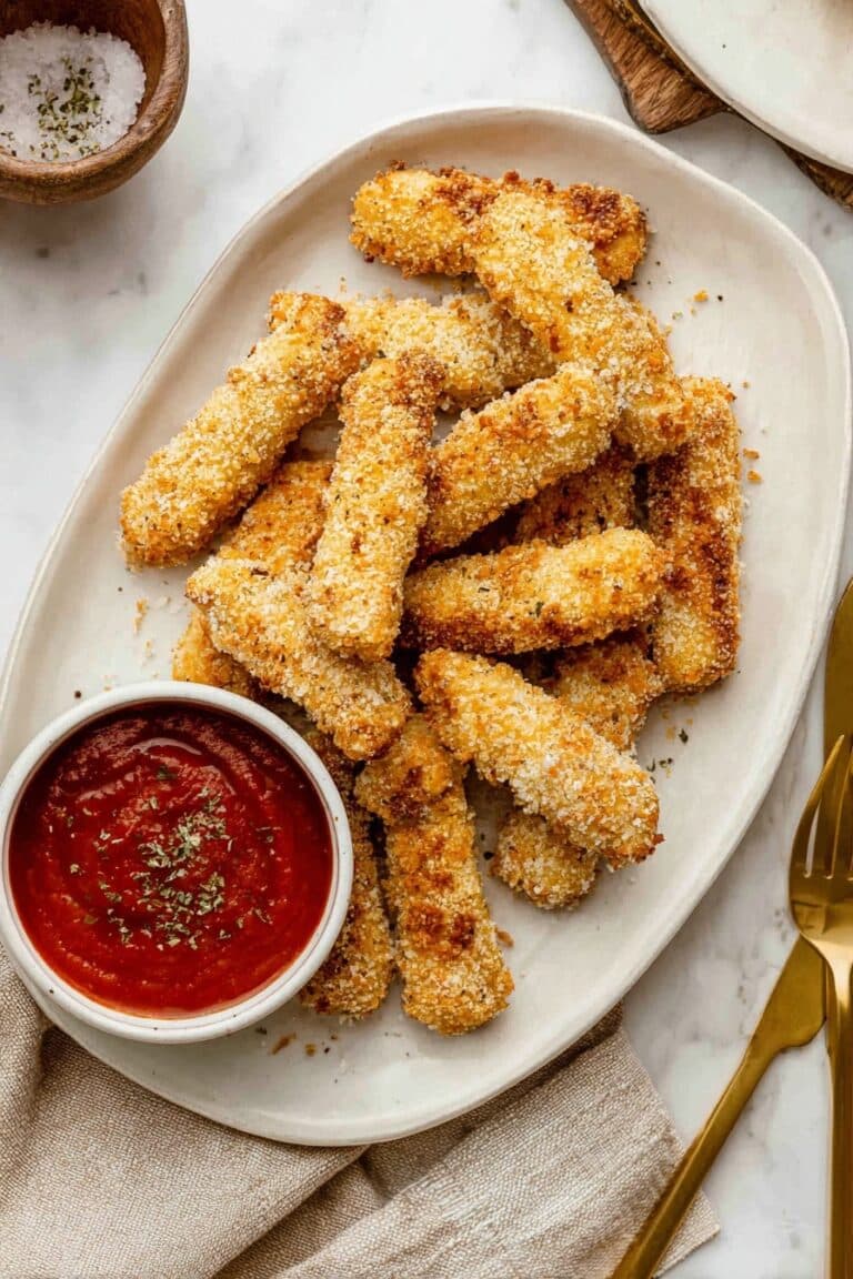 Baked Mozzarella Sticks with Marinara Dipping Sauce Recipe
