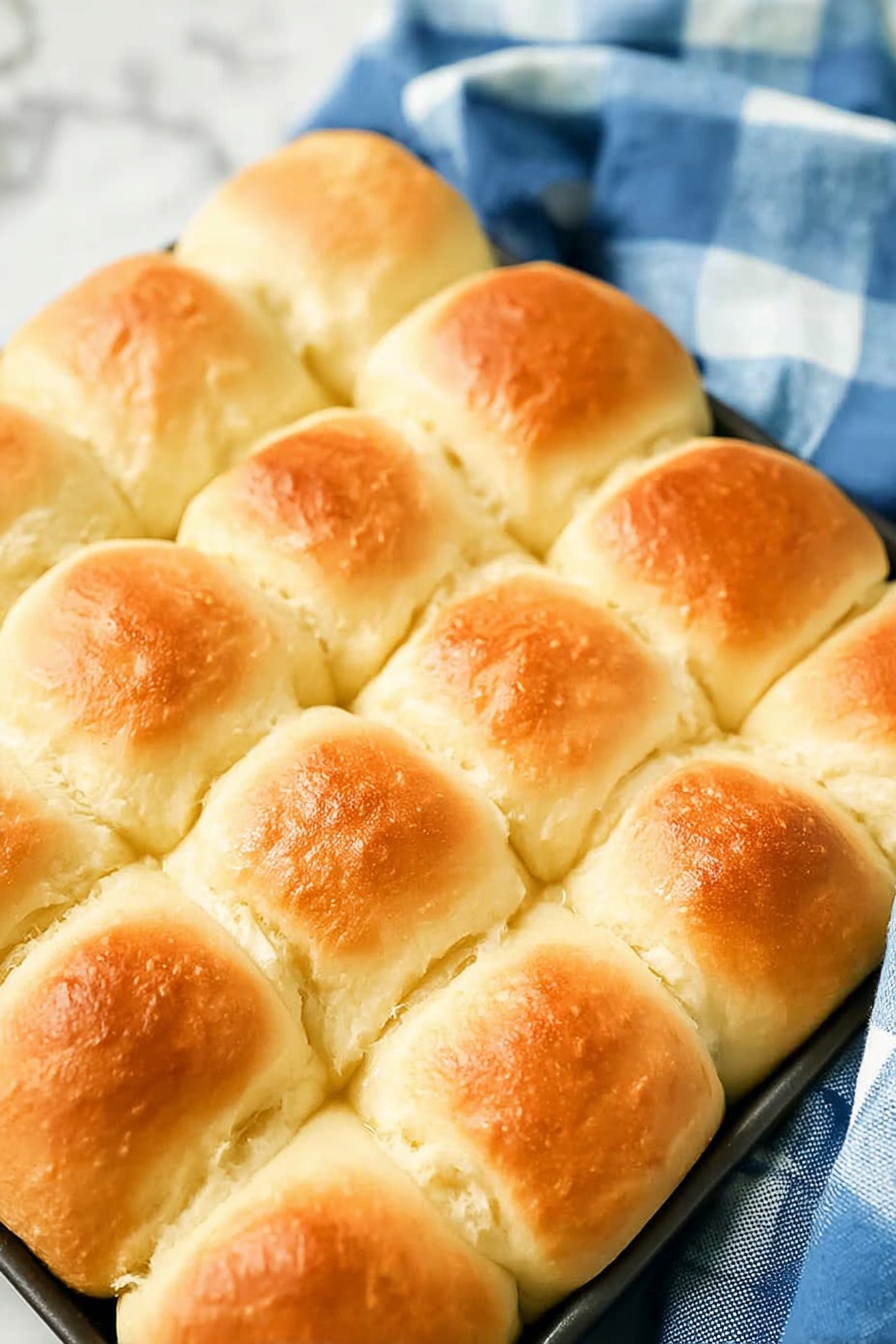 Vegan Dinner Rolls, vegan bread recipes, dairy-free dinner rolls, fluffy vegan rolls, plant-based dinner rolls - This image shows a close-up of soft dinner rolls piled together. Each roll has a golden brown top that looks shiny and smooth. The sides are light and fluffy with a pale cream color. The texture appears soft and airy, and the rolls seem to be touching each other closely, creating a cozy stack. The background is a white marbled texture. photo taken with an iphone --ar 2:3 --v 7