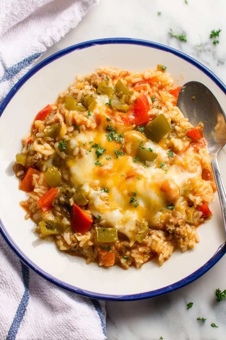 Stuffed Pepper Casserole with Sausage and Rice Recipe