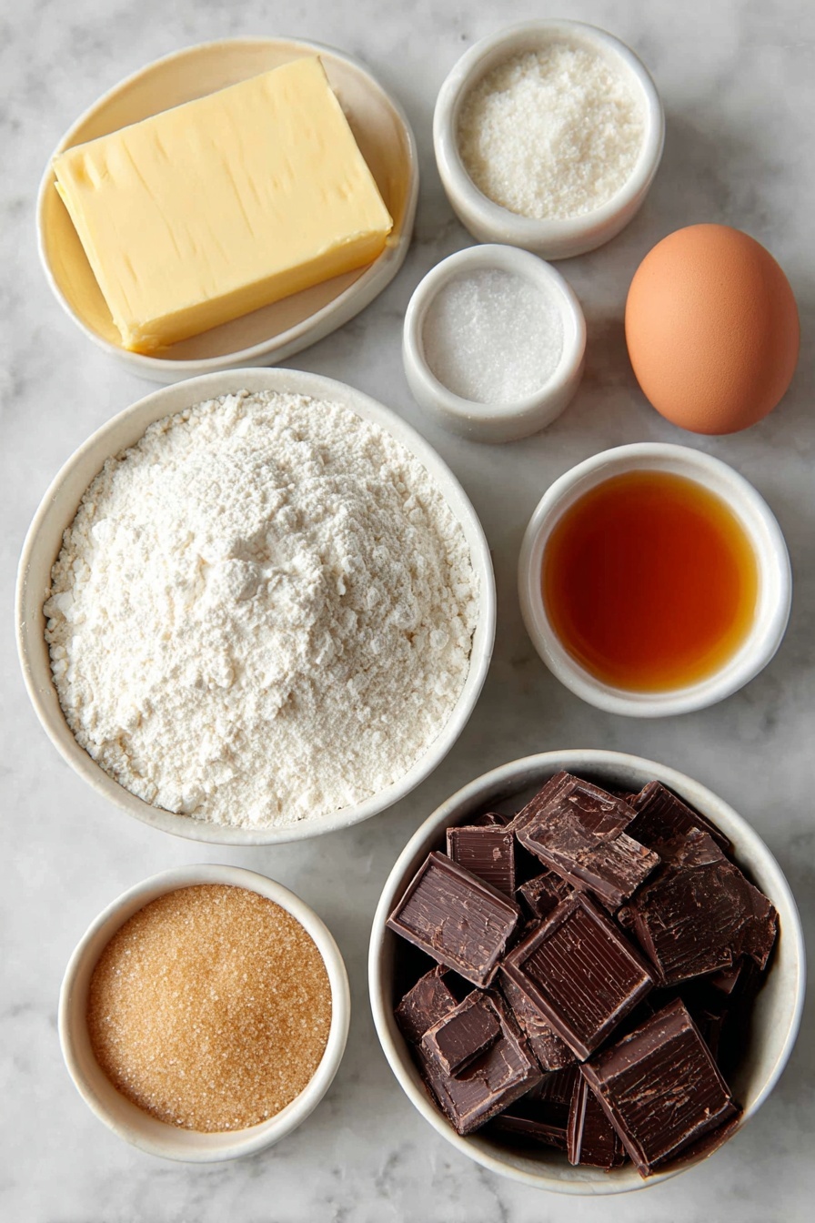 Cream Cheese Chocolate Chip Cookies, Cream Cheese Cookies, Chocolate Chip Cookies with Cream Cheese, Soft Cream Cheese Cookies, Best Cream Cheese Cookie Recipe - Flat lay of a small slab of unsalted butter, a quarter cup of soft cream cheese in a white ceramic bowl, a small white bowl filled with light brown sugar, another small white bowl with granulated sugar, one large brown egg with a clean shell, a small white bowl holding amber vanilla extract, a simple white bowl heaped with all-purpose flour, a tiny white bowl with cornstarch, a small white bowl containing baking soda, a pinch of salt displayed loosely on the surface, and a white ceramic bowl overflowing with semi-sweet chocolate chunks and chips, arranged symmetrically and naturally, placed on a clean white marble surface, soft natural light, photo taken with an iPhone, professional food photography style, fresh ingredients, white ceramic bowls, no bottles, no duplicates, no utensils, no packaging --ar 2:3 --v 7 --p m7354615311229779997