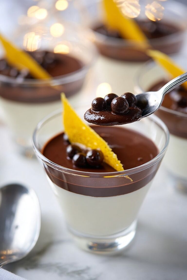 White Chocolate Panna Cotta with Orange Chocolate Sauce Recipe