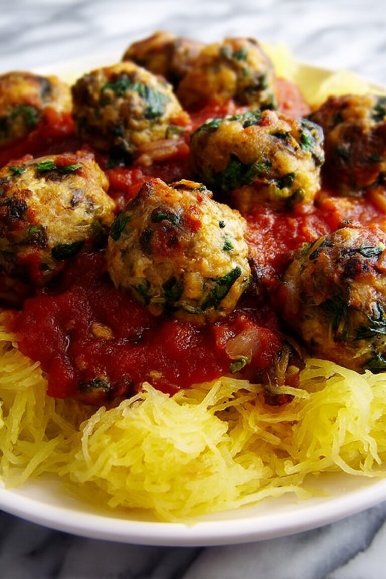 Chicken Spinach Meatballs with Spaghetti Squash Recipe