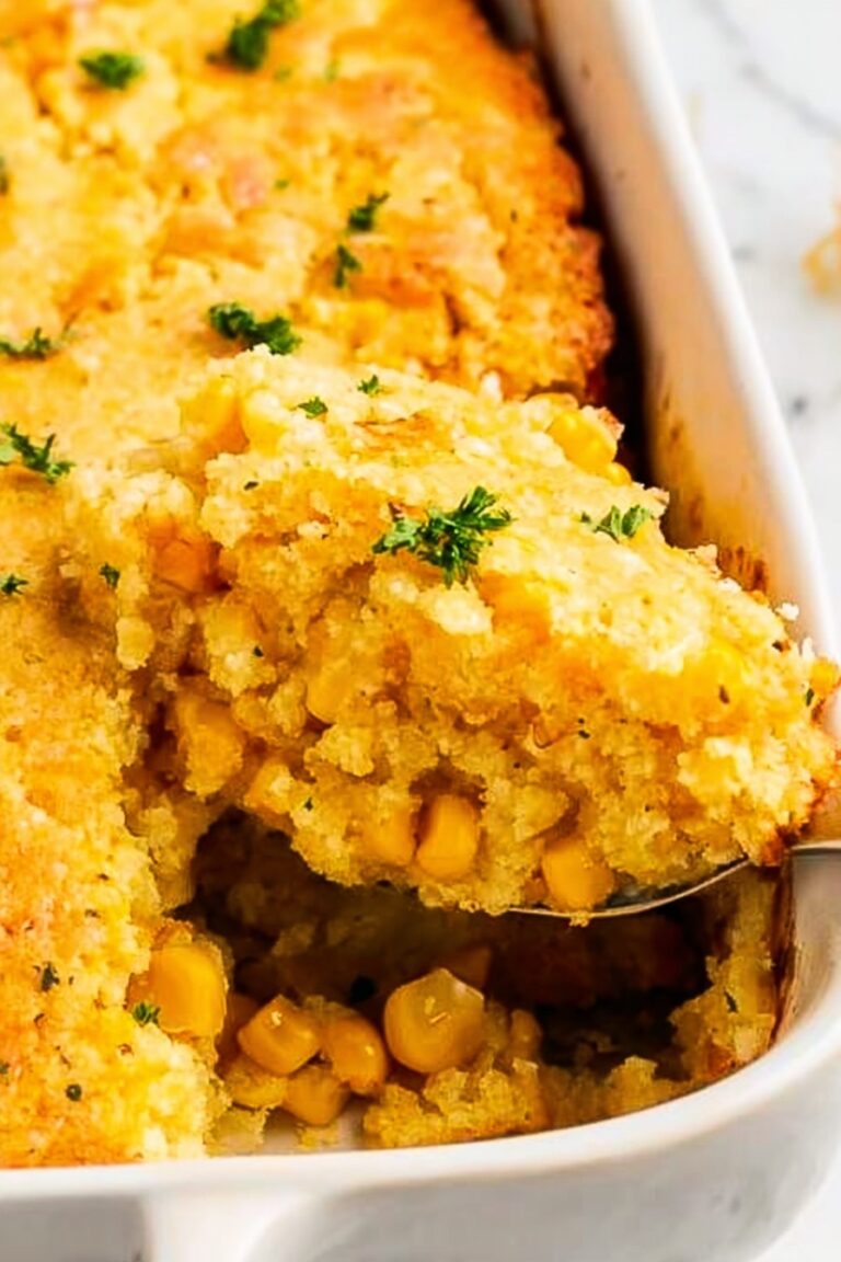 Creamy Cheddar Cornbread Casserole Recipe