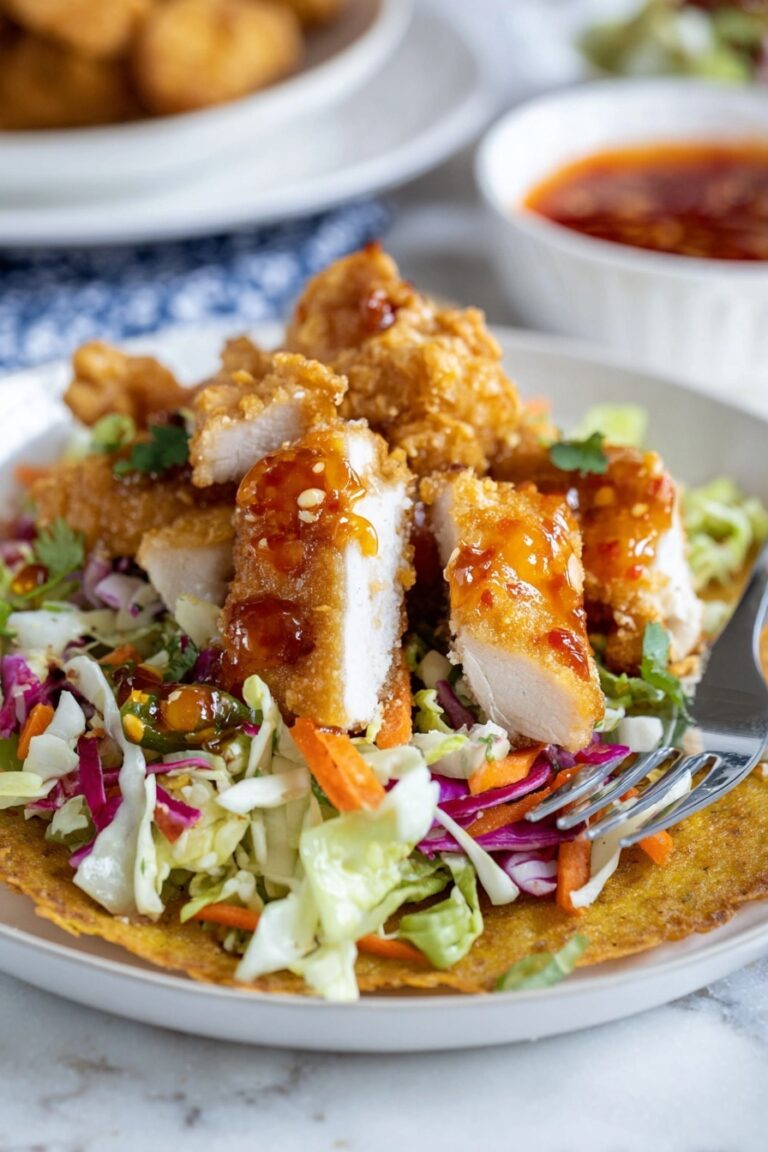 Asian Crunch Chicken Salad with Crispy Egg Roll Bases Recipe