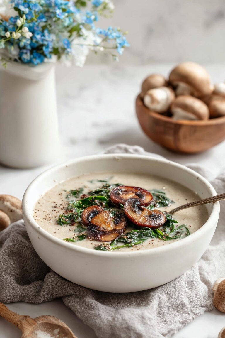 Mushroom Kale Soup with Caramelized Onions Recipe
